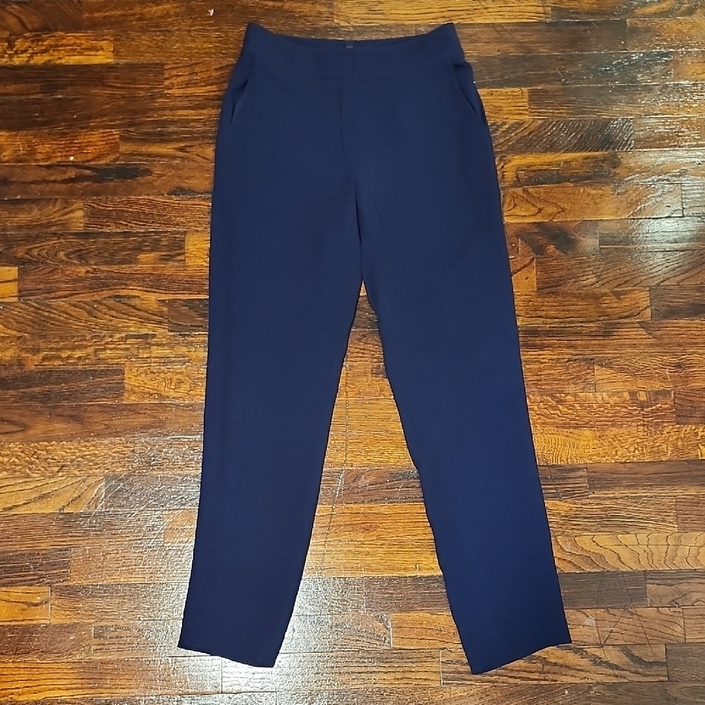 St. John Caviar Emma Navy Straight Leg Pants with Pockets